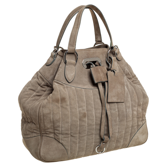 RALPH LAUREN Grey Suede Drawstring Tote - Picture 3 of 9